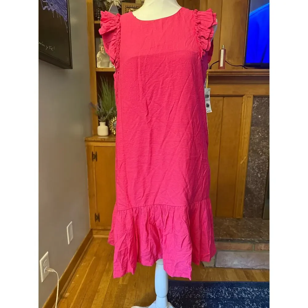 NWT CeCe’s Short Flutter-Sleeve Ruffled Hem Dress Sz. 6 - Picture 2 of 7